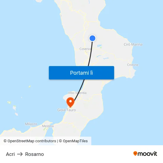 Acri to Rosarno map