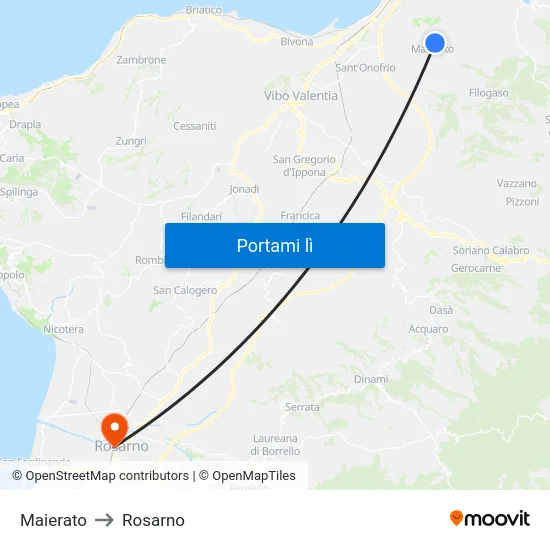 Maierato to Rosarno map