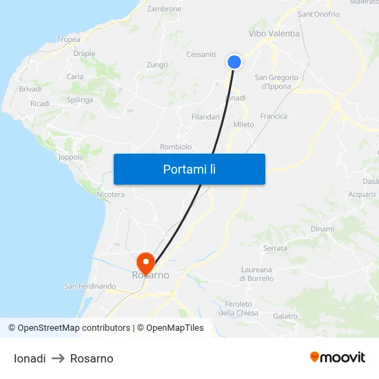 Ionadi to Rosarno map