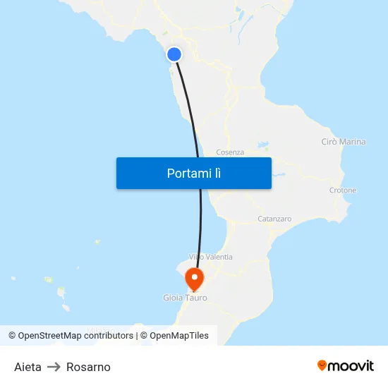 Aieta to Rosarno map
