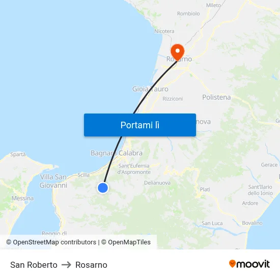 San Roberto to Rosarno map