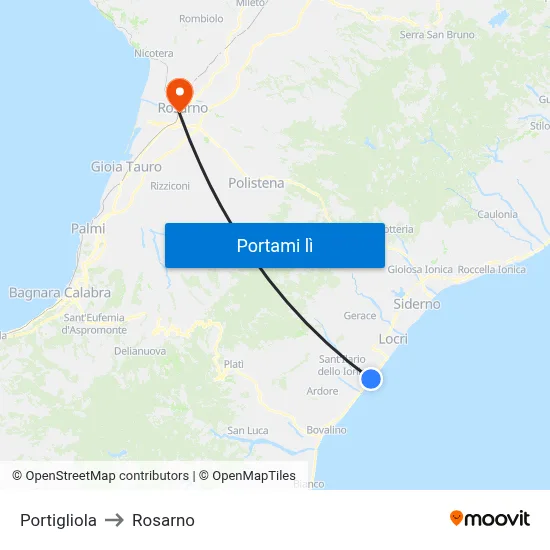 Portigliola to Rosarno map