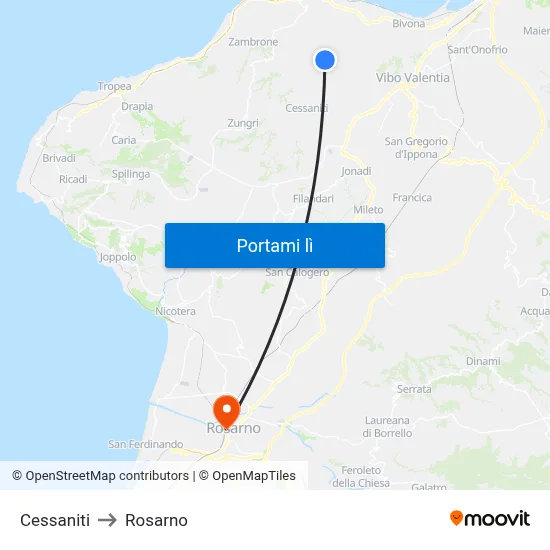 Cessaniti to Rosarno map