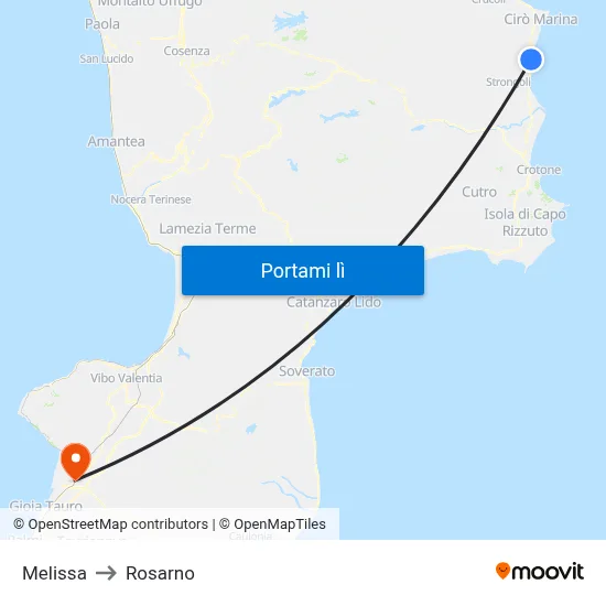 Melissa to Rosarno map