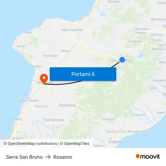 Serra San Bruno to Rosarno map