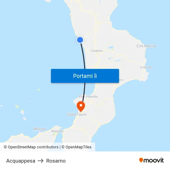 Acquappesa to Rosarno map