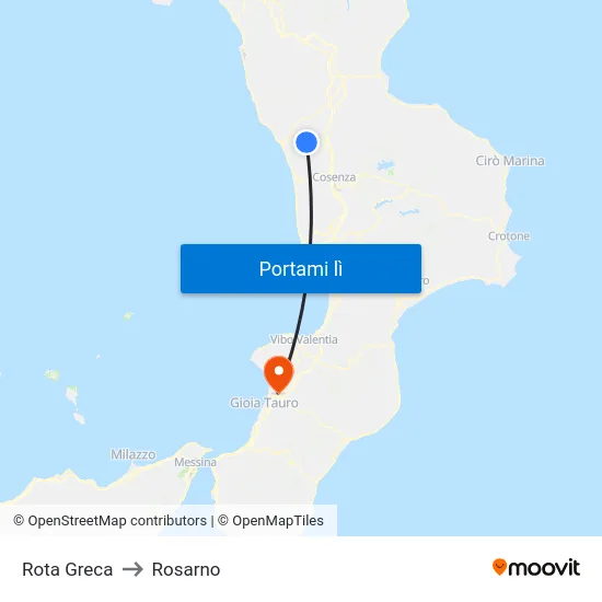Rota Greca to Rosarno map