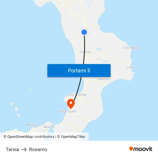 Tarsia to Rosarno map