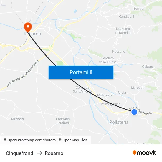Cinquefrondi to Rosarno map