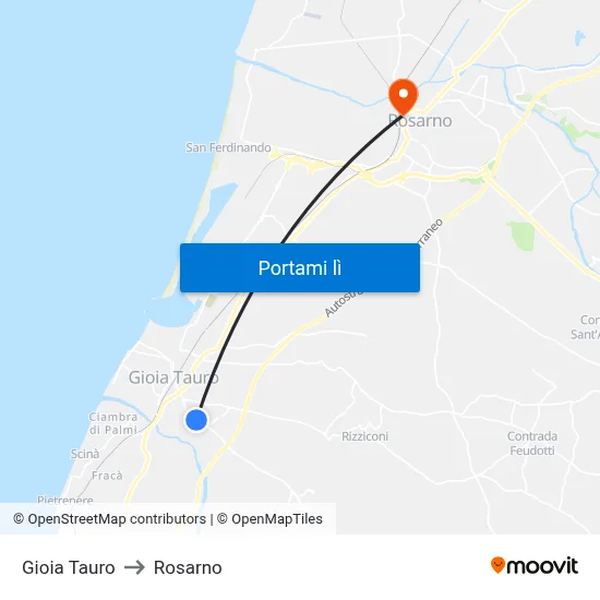 Gioia Tauro to Rosarno map