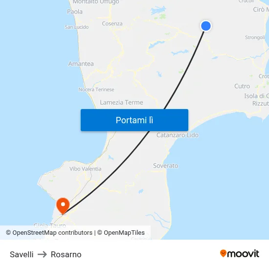 Savelli to Rosarno map
