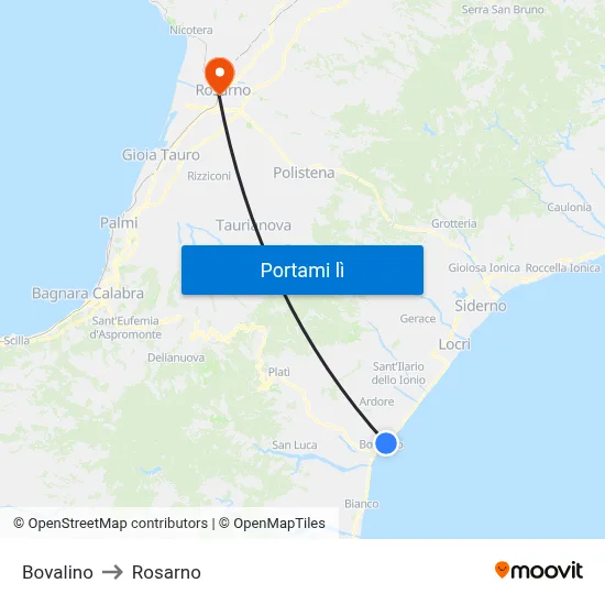 Bovalino to Rosarno map