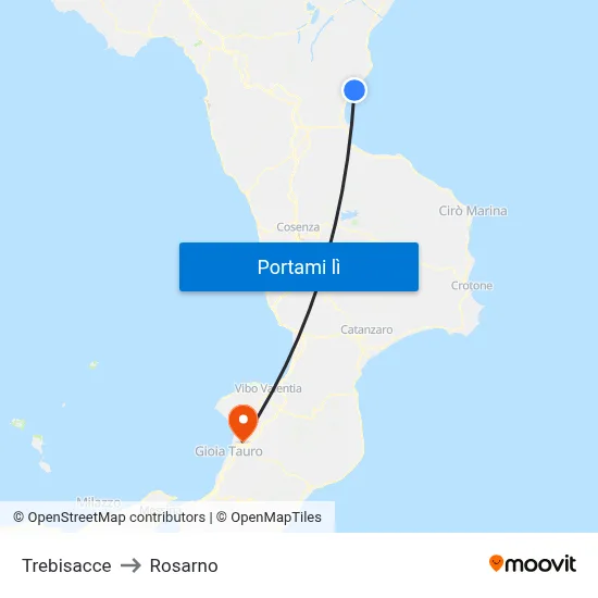 Trebisacce to Rosarno map
