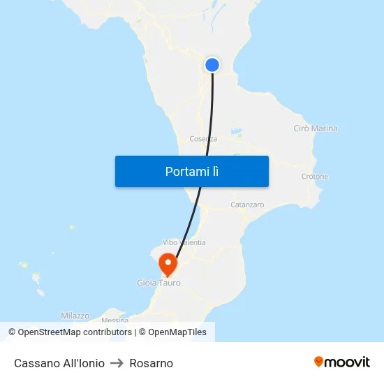 Cassano All'Ionio to Rosarno map