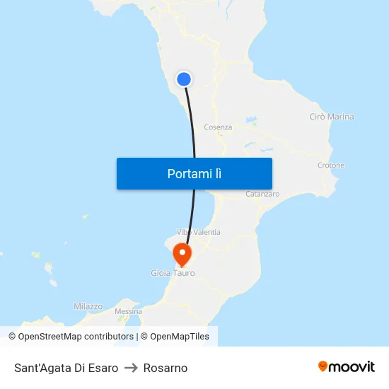 Sant'Agata Di Esaro to Rosarno map