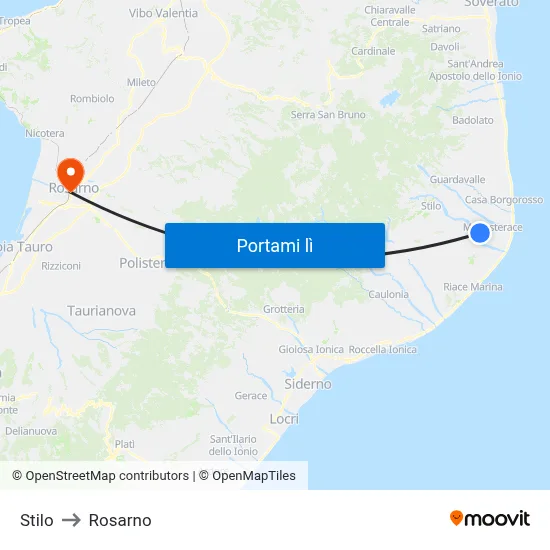 Stilo to Rosarno map