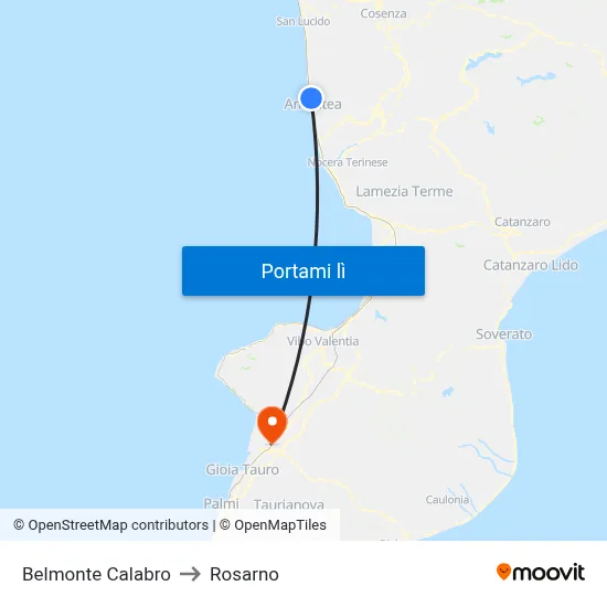 Belmonte Calabro to Rosarno map