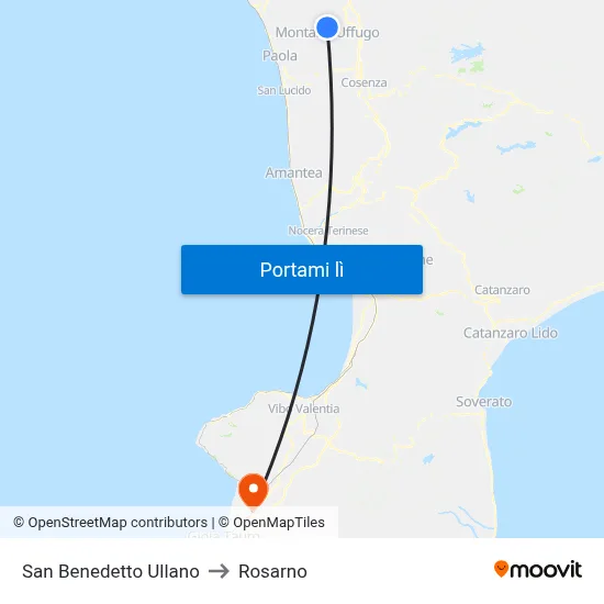 San Benedetto Ullano to Rosarno map