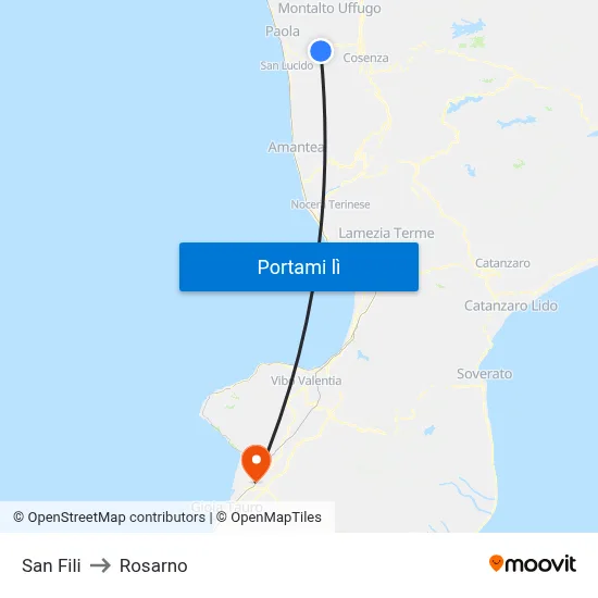 San Fili to Rosarno map
