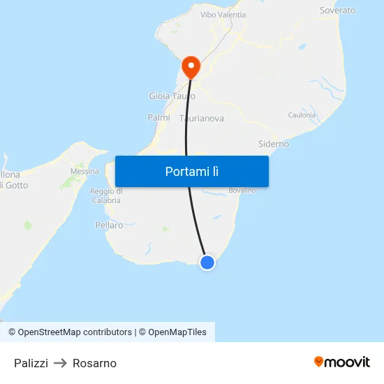 Palizzi to Rosarno map