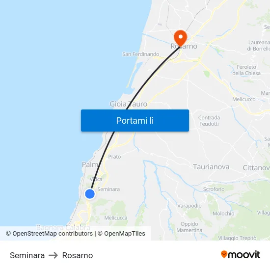 Seminara to Rosarno map