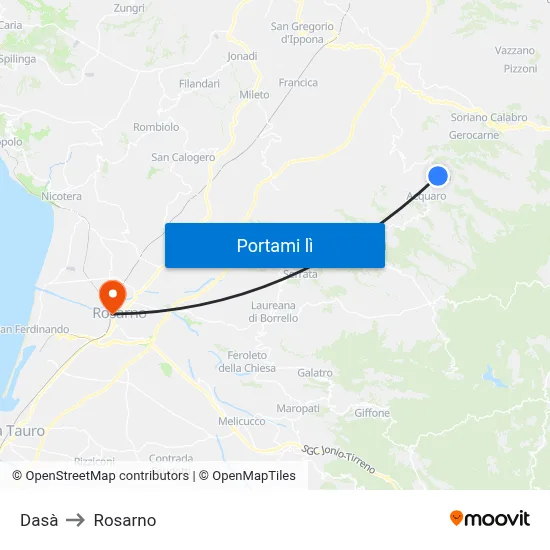 Dasà to Rosarno map