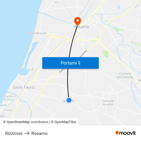 Rizziconi to Rosarno map