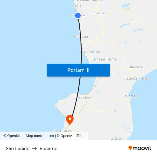 San Lucido to Rosarno map
