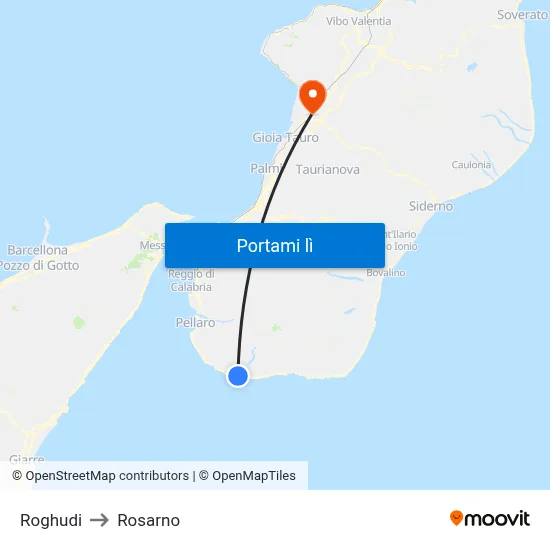 Roghudi to Rosarno map