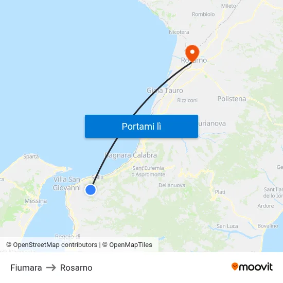 Fiumara to Rosarno map