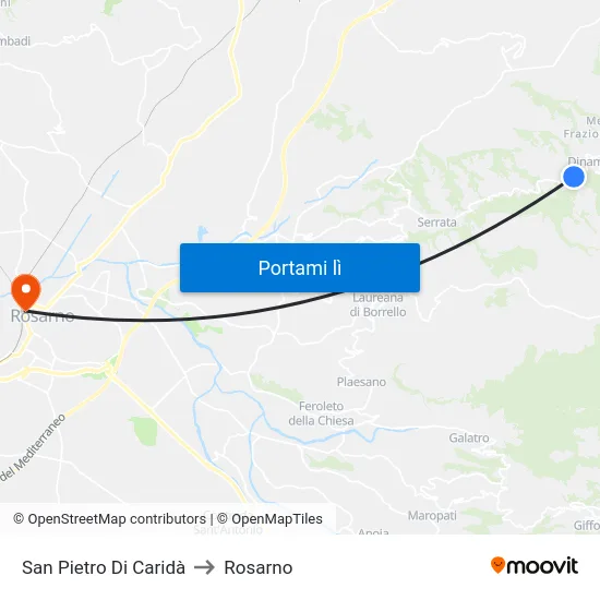 San Pietro Di Caridà to Rosarno map