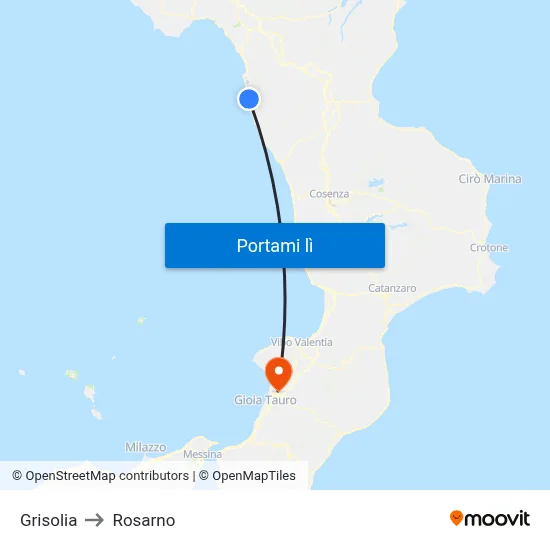 Grisolia to Rosarno map