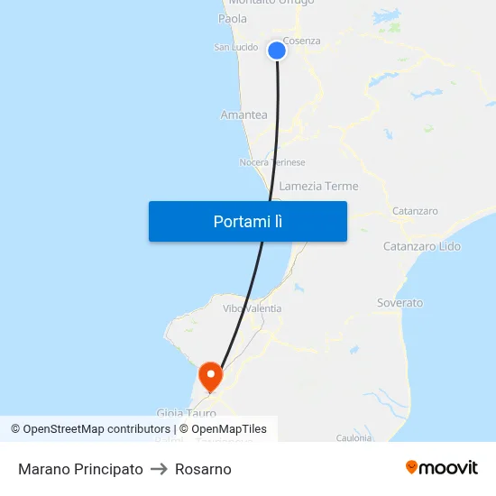 Marano Principato to Rosarno map
