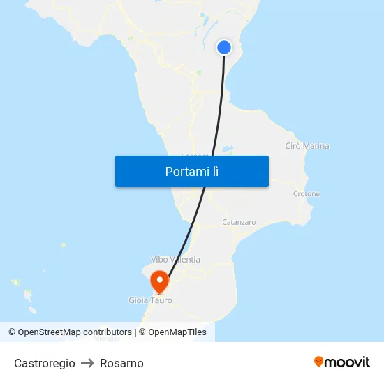 Castroregio to Rosarno map