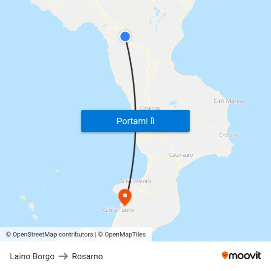 Laino Borgo to Rosarno map