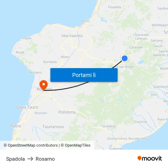Spadola to Rosarno map