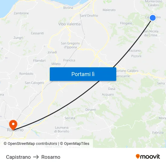 Capistrano to Rosarno map
