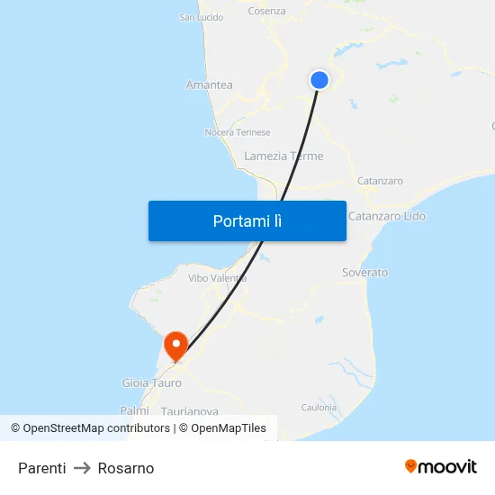 Parenti to Rosarno map