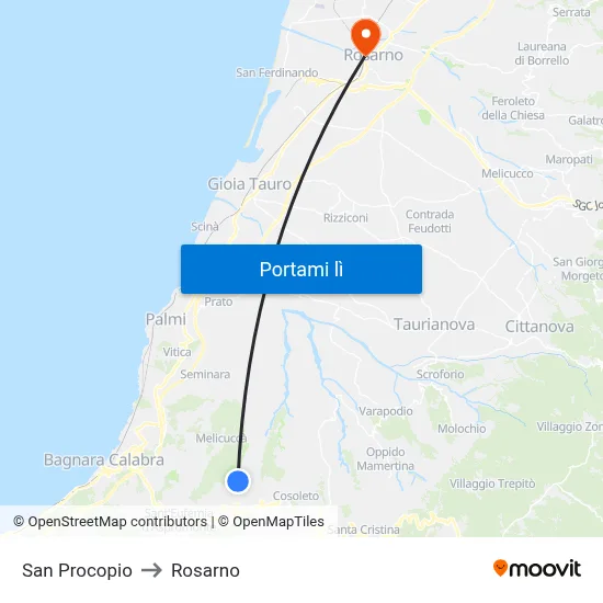 San Procopio to Rosarno map