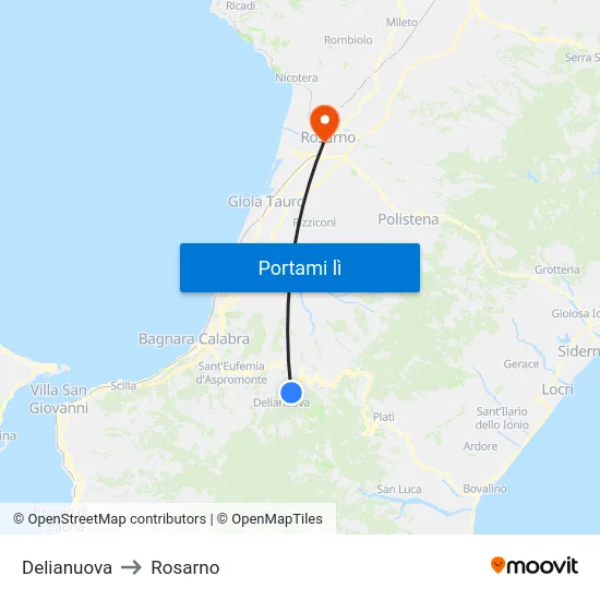 Delianuova to Rosarno map