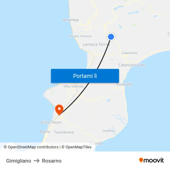Gimigliano to Rosarno map