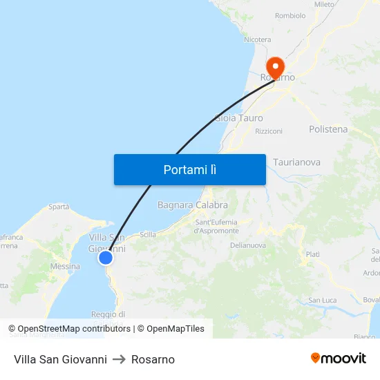 Villa San Giovanni to Rosarno map