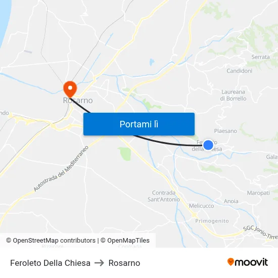 Feroleto Della Chiesa to Rosarno map