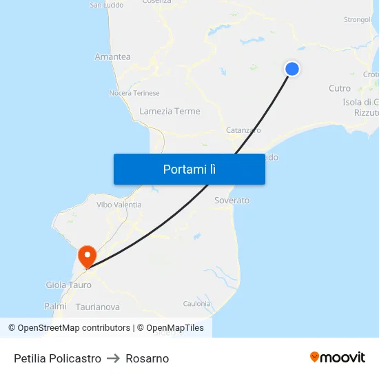 Petilia Policastro to Rosarno map