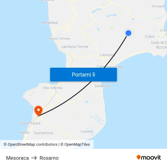 Mesoraca to Rosarno map