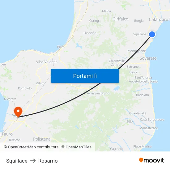 Squillace to Rosarno map