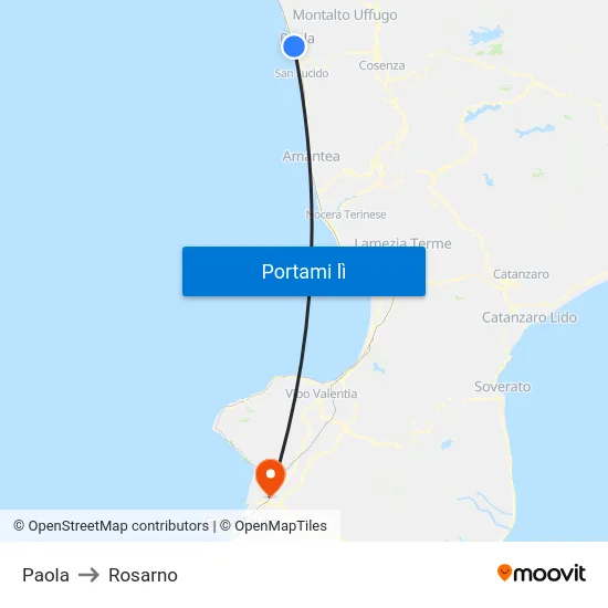 Paola to Rosarno map