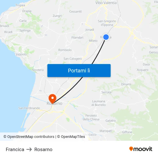 Francica to Rosarno map