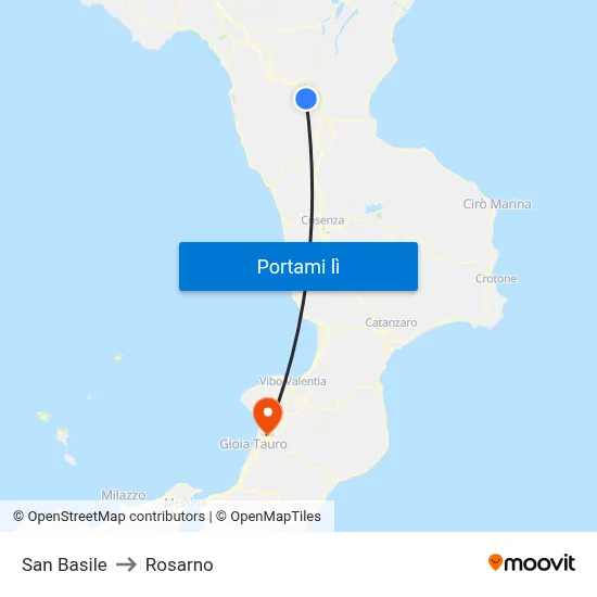 San Basile to Rosarno map