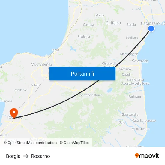 Borgia to Rosarno map